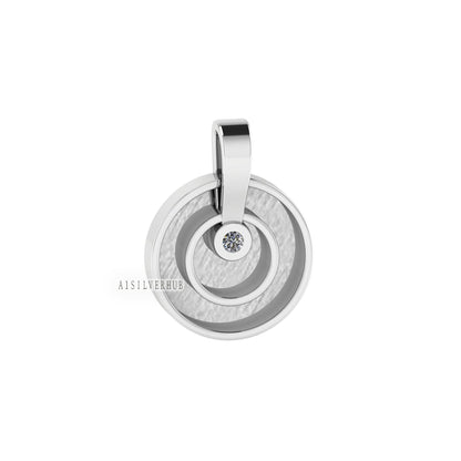 925 Sterling Silver, Two Circle Channel Blank Bezel with CZ Setted Pendant, Good for Pour Resin & Ashes Work, Breastmilk/Keepsake DIY, Charm