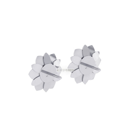 925 Sterling Solid Silver Sunflower 6mm Blank Bezel Stud Earrings Setting, Good for Resin & Ashes Work, Breastmilk/ Keepsake DIY Crafts