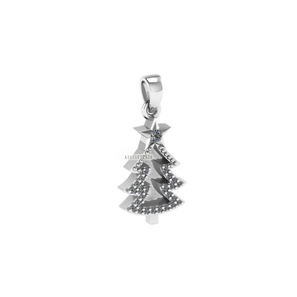 925 Sterling Silver Christmas Tree Blank Bezel CZ Setted Pendant, For Pour Resin & Ashes Work, Breastmilk DIY, Keepsake Memorial Jewelry DIY