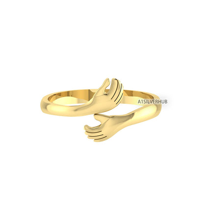 Gold Love Hugging Hand Stackable Ring, Love Hug Ring, Couple Ring, Lover Ring, Cute Design Ring, Lady Open Ring, Creative Love Ring, Gift