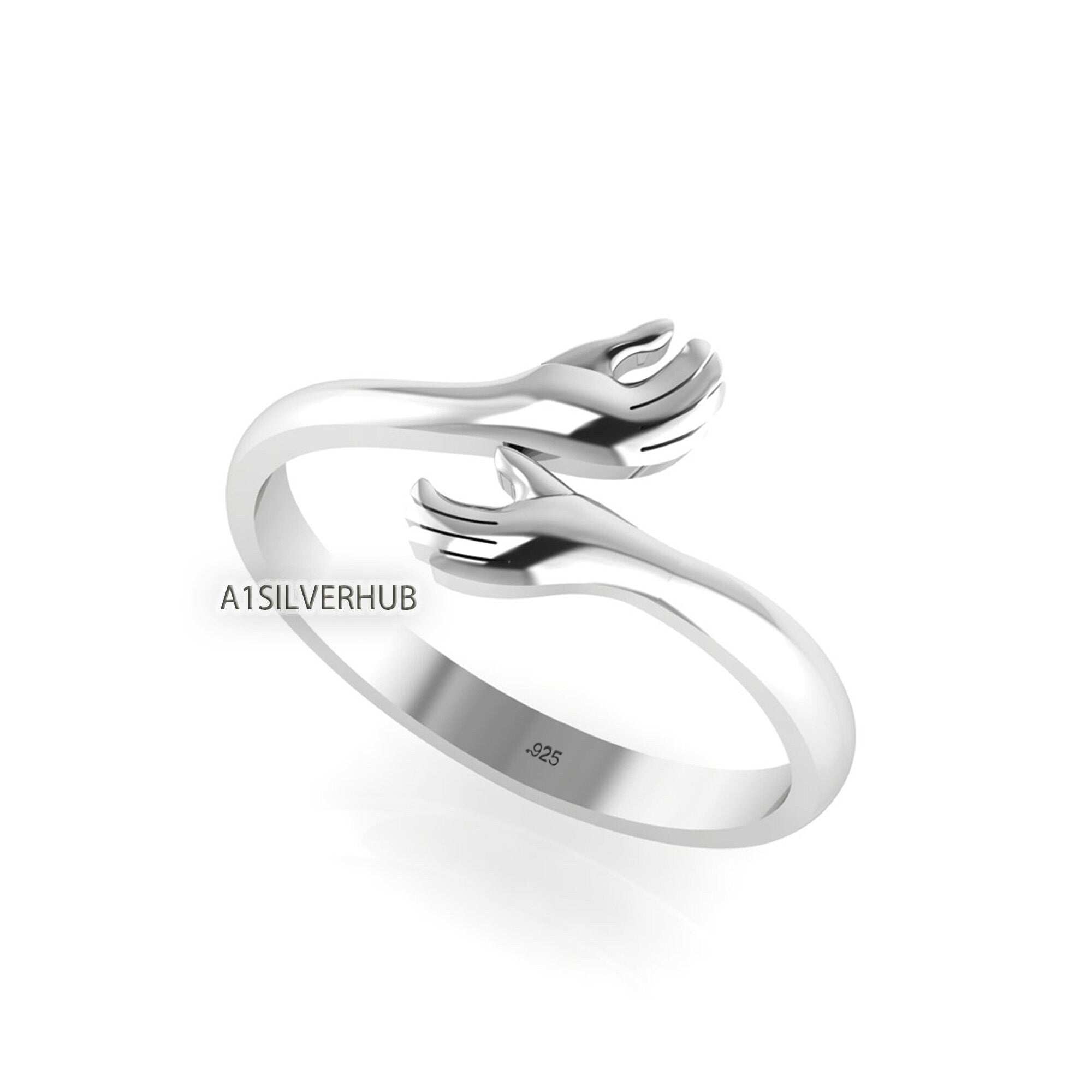 Silver Love Hugging Hand Stackable Ring, Love Hug Ring, Couple Ring, Lover Ring, Cute Design Ring, Open shops Ring, Creative Love Ring SILVER ring