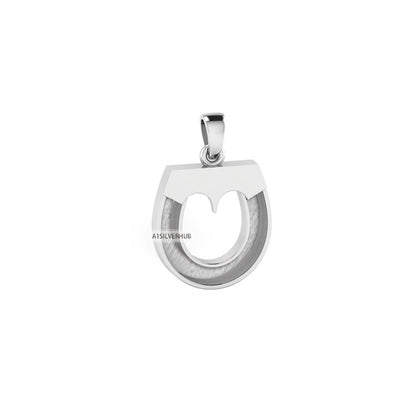 925 Sterling Solid Silver, Horseshoe Pendant, Blank Bezel Setting For Pour Resin Ashes Work, Snaffle Bit Horse Hair Keepsake Milk DIY Crafts