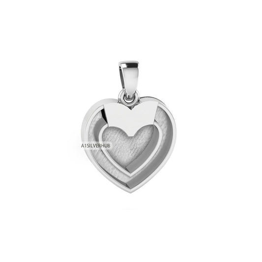925 Sterling Solid Silver, Double Heart Pendant, Blank Bezel Setting For Pour Resin & Horse Hair, Good Luck Jewelry, Keepsake Milk DIY Craft