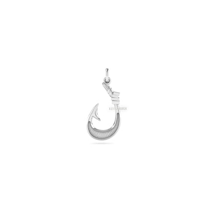 925 Sterling Solid Silver Knife Edge Nautical Fish J Hook Blank Bezel Pendant, Good for Crushed Opal Resin & Ashes Work, Keepsake DIY Crafts