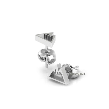 925 Sterling Silver Mountain Valley Blank Bezel Stud Earrings Settings, Good for Resin & Crushed Opal, Mountain Range Keepsake DIY Crafts