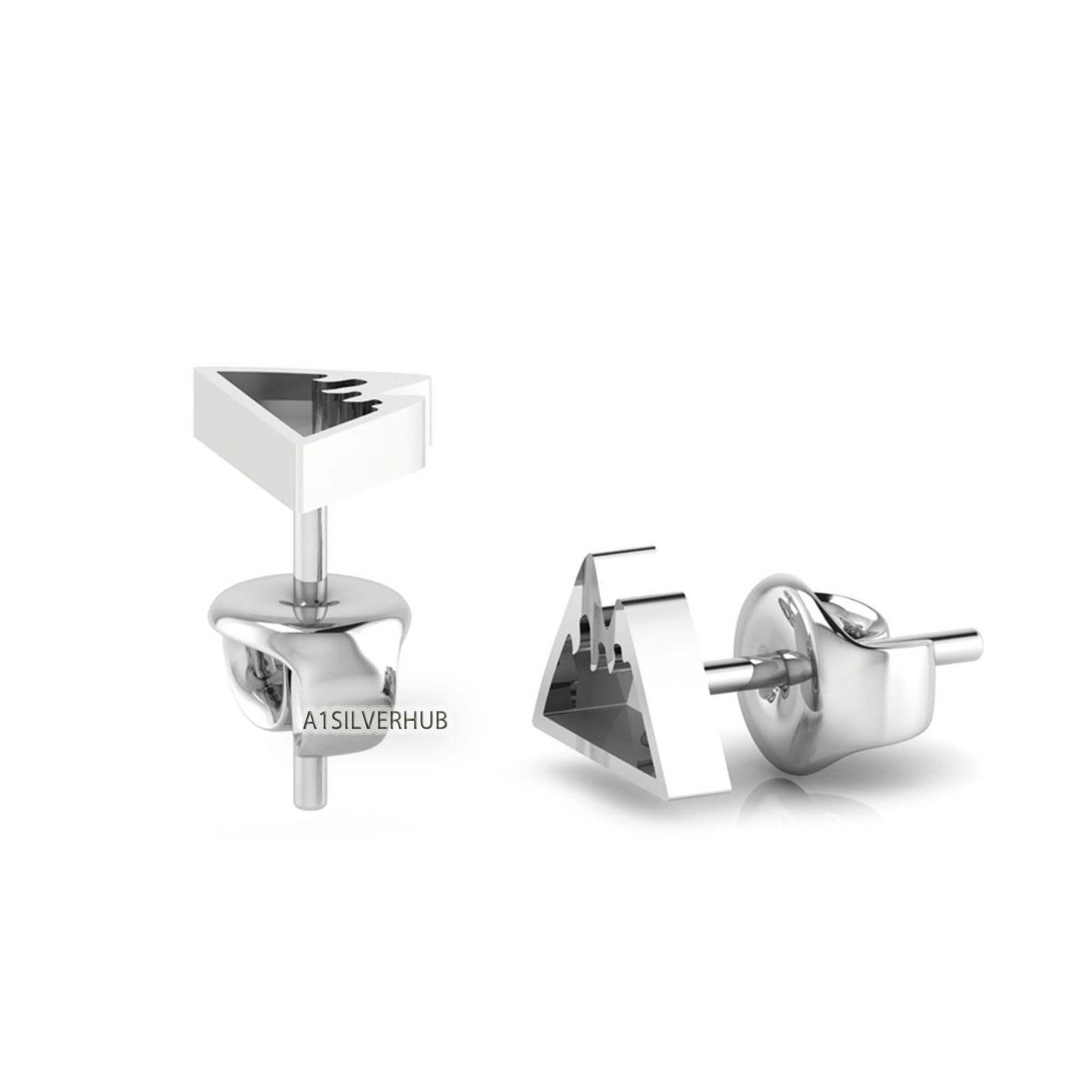 925 Sterling Silver Mountain Valley Blank Bezel Stud Earrings Settings, Good for Resin & Crushed Opal, Mountain Range Keepsake DIY Crafts