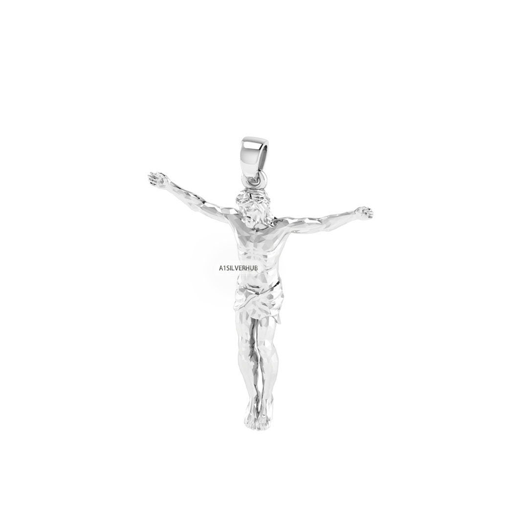 Jesus Christ Cross Pendant, 925 Sterling Silver, 3D Jesus Relief Cross Savior Pendant, Memorial Religious Crucifix Locket Jewelry, Gifts