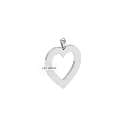 Love Heart Blank Bezel Channel Pendant Settings, 925 Sterling Silver, Good for Pour Crushed Opal, Resin & Ashes Work, Keepsake DIY Crafts