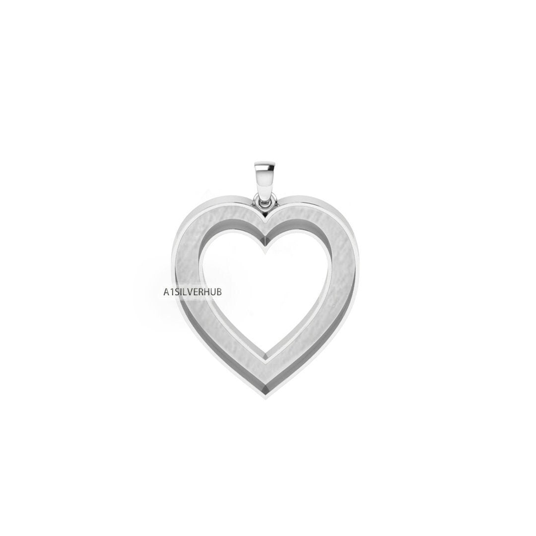 Love Heart Blank Bezel Channel Pendant Settings, 925 Sterling Silver, Good for Pour Crushed Opal, Resin & Ashes Work, Keepsake DIY Crafts