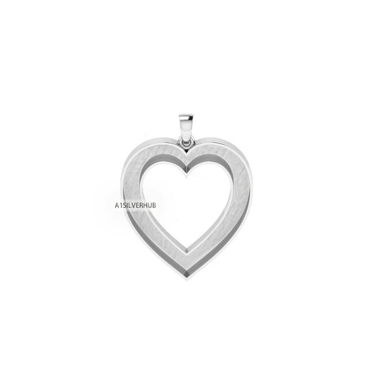 Love Heart Blank Bezel Channel Pendant Settings, 925 Sterling Silver, Good for Pour Crushed Opal, Resin & Ashes Work, Keepsake DIY Crafts