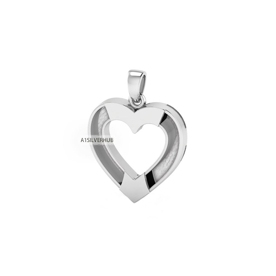 925 Sterling Solid Silver, Heart Shape Pendant, Blank Bezel Setting For Pour Resin & Horse Hair, Good Luck Jewelry, Keepsake Milk DIY Crafts