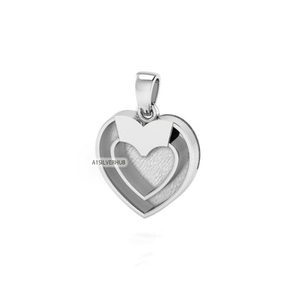 925 Sterling Solid Silver, Double Heart Pendant, Blank Bezel Setting For Pour Resin & Horse Hair, Good Luck Jewelry, Keepsake Milk DIY Craft