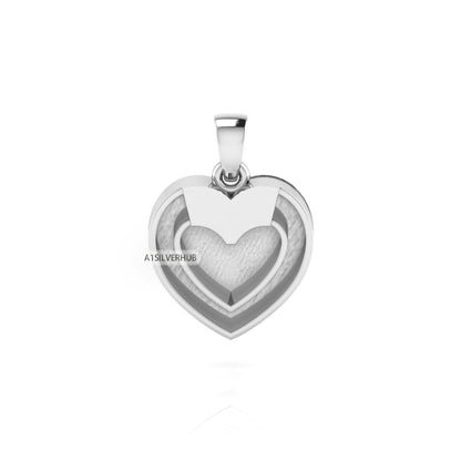 925 Sterling Solid Silver, Double Heart Pendant, Blank Bezel Setting For Pour Resin & Horse Hair, Good Luck Jewelry, Keepsake Milk DIY Craft