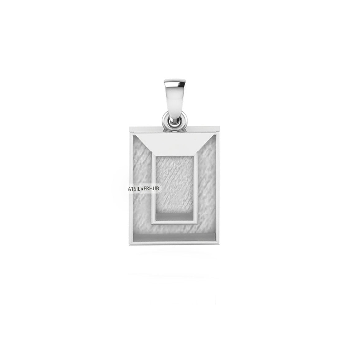 925 Sterling Solid Silver, Double Rectangle Pendant, Blank Bezel Setting For Pour Resin & Horse Hair, Good Luck Jewelry, Keepsake DIY Crafts