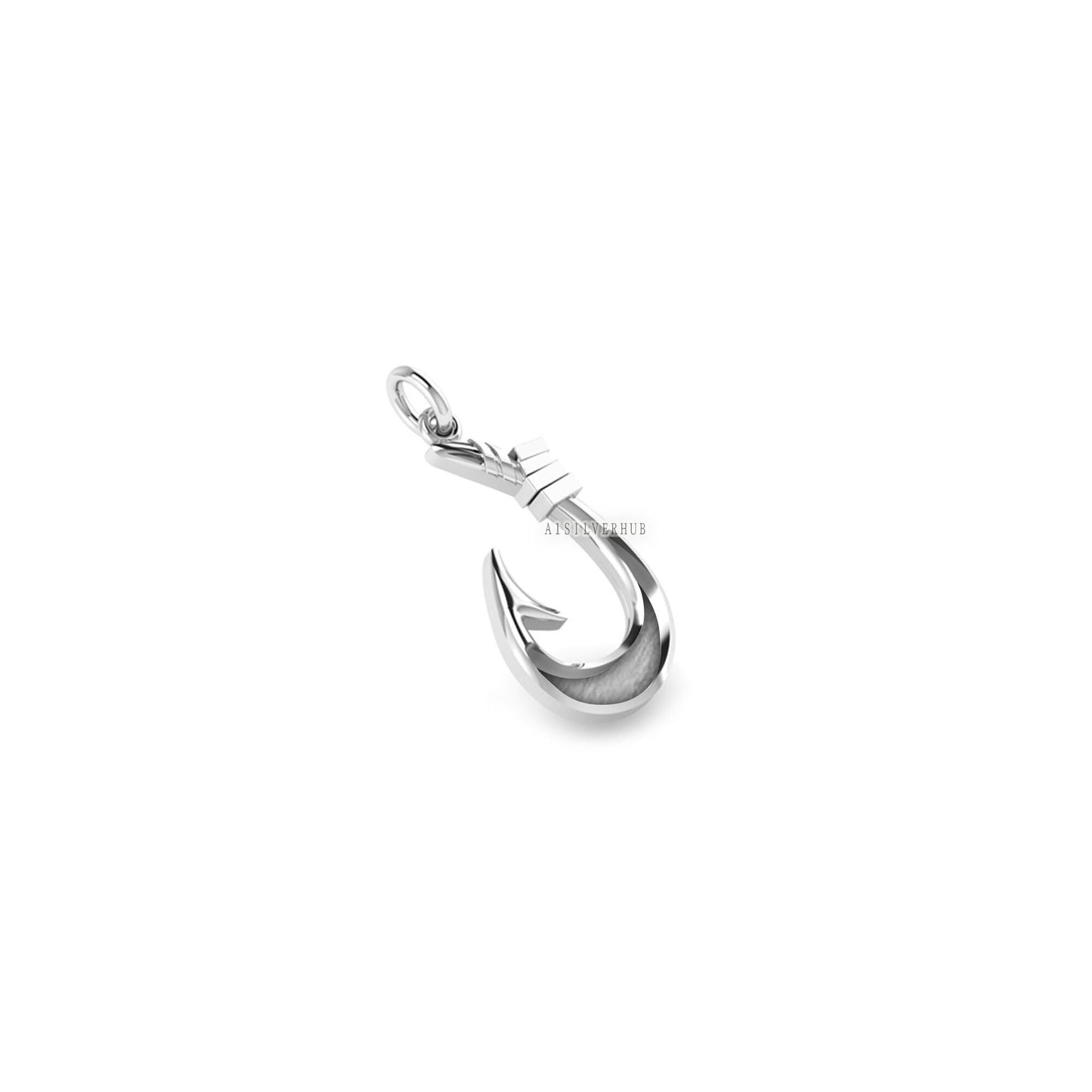 925 Sterling Solid Silver Knife Edge Nautical Fish J Hook Blank Bezel Pendant, Good for Crushed Opal Resin & Ashes Work, Keepsake DIY Crafts