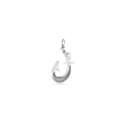925 Sterling Solid Silver Knife Edge Nautical Fish J Hook Blank Bezel Pendant, Good for Crushed Opal Resin & Ashes Work, Keepsake DIY Crafts