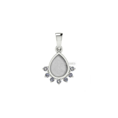 Teardrop 6x8mm Blank Bezel with Zircon Setted, 925 Sterling Silver Pendant, Good for Resin & Ashes Work, Breastmilk DIY, Keepsake Jewellery
