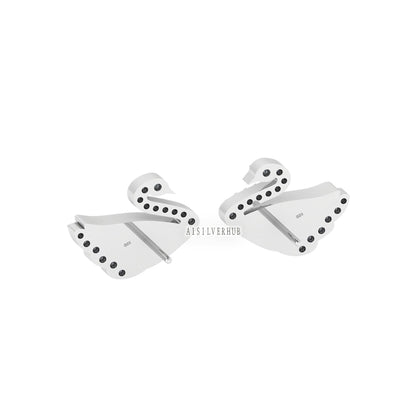 925 Sterling Silver Swarovski Swan Bird Blank Bezel Stud Earrings CZ Setted, Good for Resin & Ashes Work, Keepsake DIY Craft Bridesmaid Gift