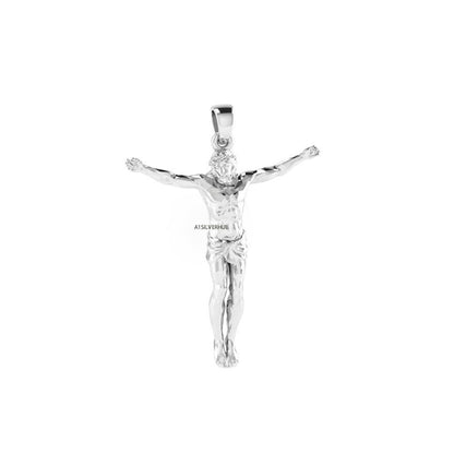 Jesus Christ Cross Pendant, 925 Sterling Silver, 3D Jesus Relief Cross Savior Pendant, Memorial Religious Crucifix Locket Jewelry, Gifts