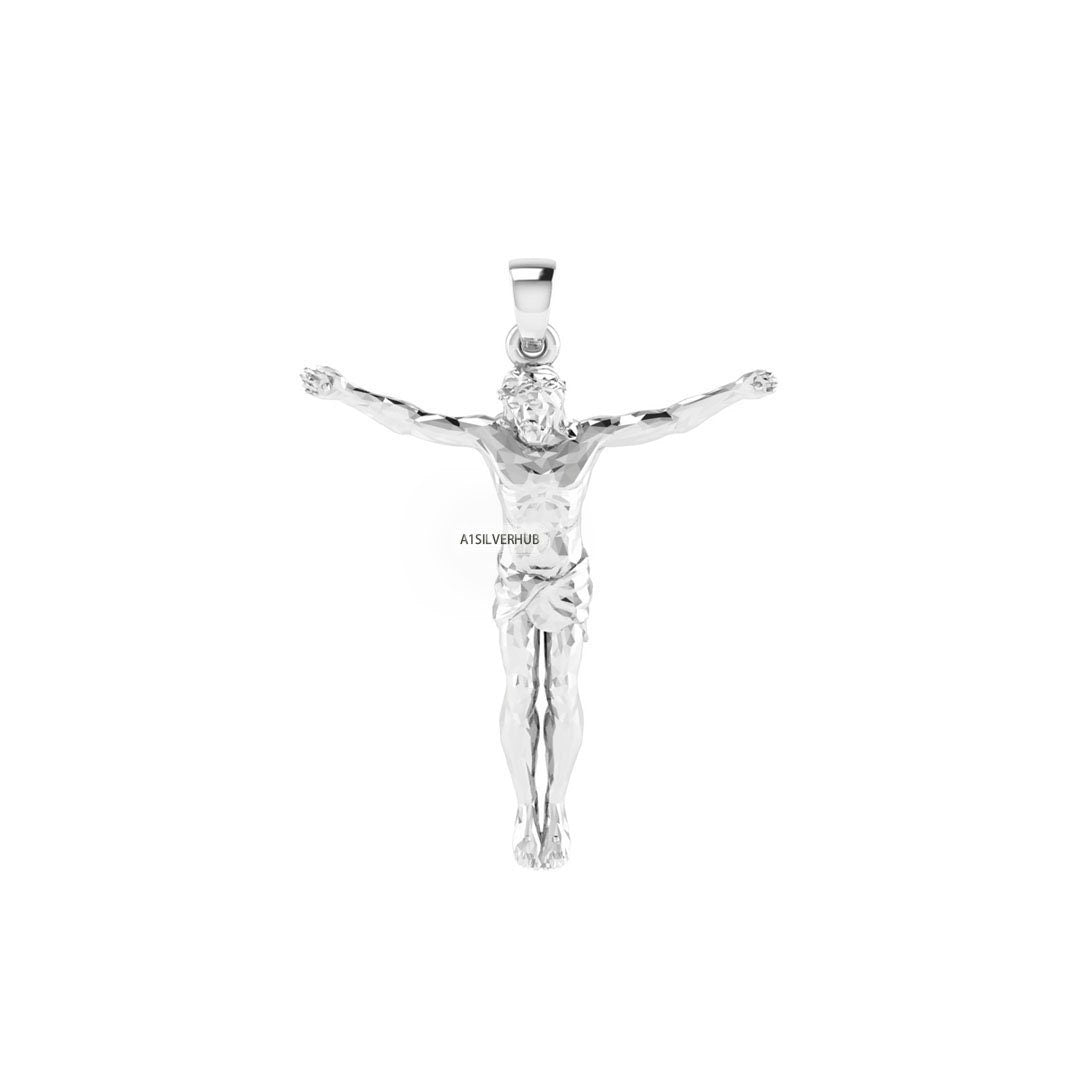 Jesus Christ Cross Pendant, 925 Sterling Silver, 3D Jesus Relief Cross Savior Pendant, Memorial Religious Crucifix Locket Jewelry, Gifts