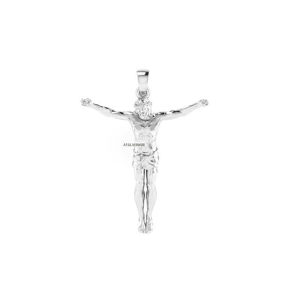 Jesus Christ Cross Pendant, 925 Sterling Silver, 3D Jesus Relief Cross Savior Pendant, Memorial Religious Crucifix Locket Jewelry, Gifts