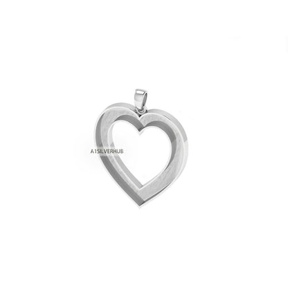Love Heart Blank Bezel Channel Pendant Settings, 925 Sterling Silver, Good for Pour Crushed Opal, Resin & Ashes Work, Keepsake DIY Crafts