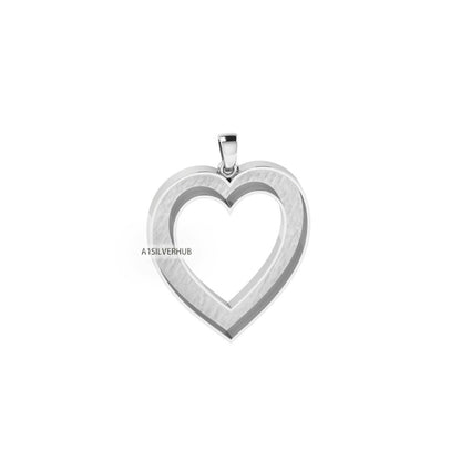 Love Heart Blank Bezel Channel Pendant Settings, 925 Sterling Silver, Good for Pour Crushed Opal, Resin & Ashes Work, Keepsake DIY Crafts