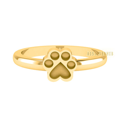 14k 18k Solid Gold 8mm Dog Paw Shape Blank Bezel Ring Setting, Good for Resin & Ashes Work, Keepsake/Breastmilk DIY, Memorial Jewelry