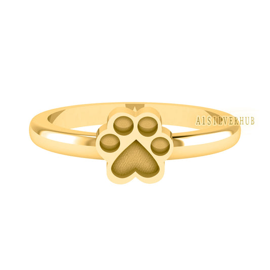 14k 18k Solid Gold 8mm Dog Paw Shape Blank Bezel Ring Setting, Good for Resin & Ashes Work, Keepsake/Breastmilk DIY, Memorial Jewelry