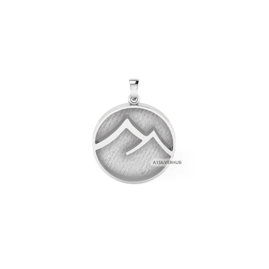 925 Sterling Solid Silver Mountain Blank Bezel Round Pendant, Good for Resin & Ashes Work, Keepsake/Breastmilk DIY, Memorial Jewelry Crafts