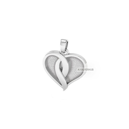 925 Sterling Silver, Joint Heart Shape Blank Bezel Pendant Setting, Good for Pour Crushed Opal, Resin & Ashes Work, Keepsake/Breastmilk DIY