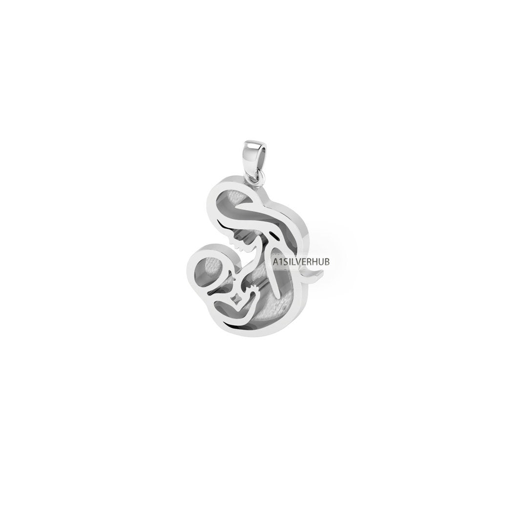 925 Sterling Silver Mother Baby Breastfeeding Mom Blank Bezel Pendant Setting, For Pour Resin, Breastmilk/ Keepsake Memorial Jewelry Crafts