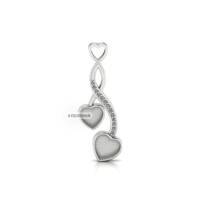 925 Sterling Solid Silver, 6mm 8mm Heart Blank Bezel with CZ Setted Pendant Setting, Good for Resin & Ashes Work, Keepsake/Breastmilk Crafts