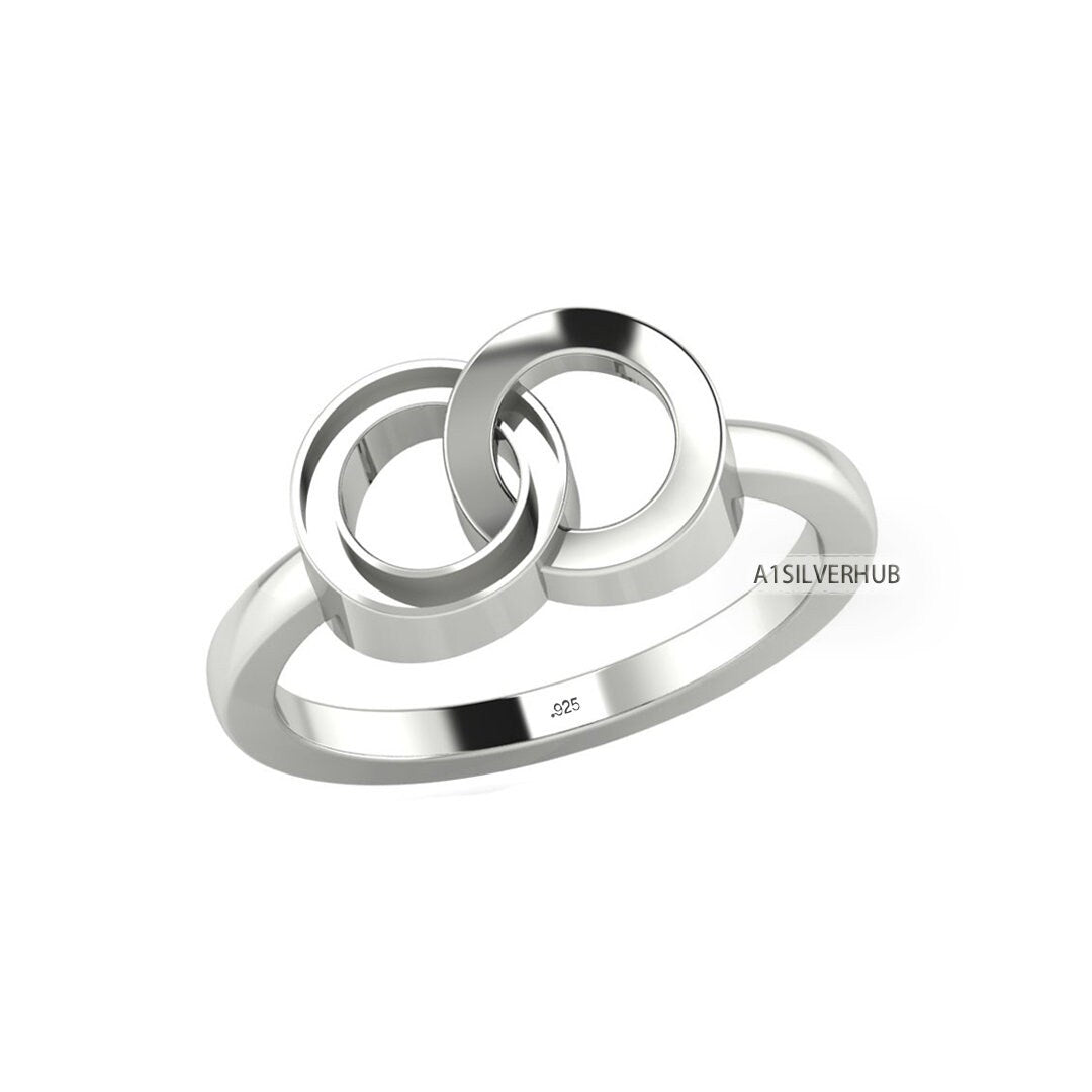 925 Sterling Silver Interwined Circles Blank Channel Ring Setting, Good for Resin & Ashes Work, Breastmilk/Keepsake, DIY Craft, Gift For Her