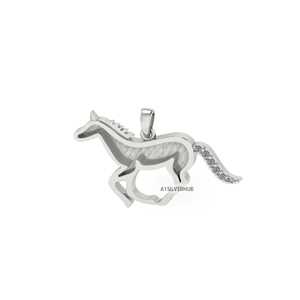 925 Sterling Solid Silver, Good Luck Running Horse Blank Pendant, Breastmilk/Keepsake Pendant, Good for Resin & Ashes Work, Horse DIY Crafts