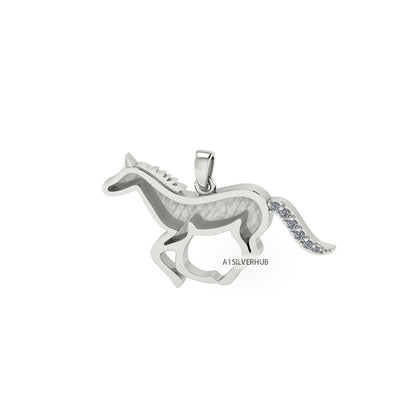 925 Sterling Solid Silver, Good Luck Running Horse Blank Pendant, Breastmilk/Keepsake Pendant, Good for Resin & Ashes Work, Horse DIY Crafts