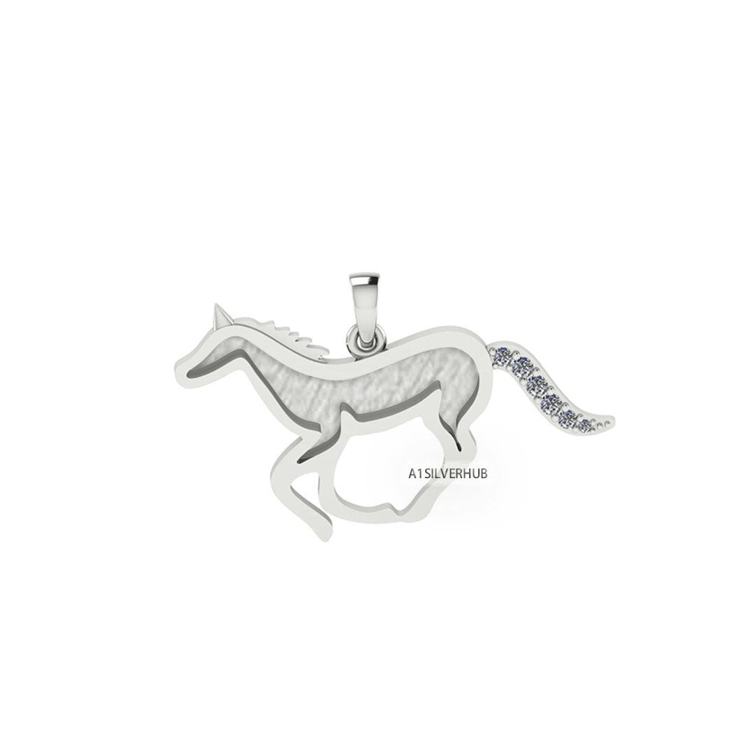 925 Sterling Solid Silver, Good Luck Running Horse Blank Pendant, Breastmilk/Keepsake Pendant, Good for Resin & Ashes Work, Horse DIY Crafts