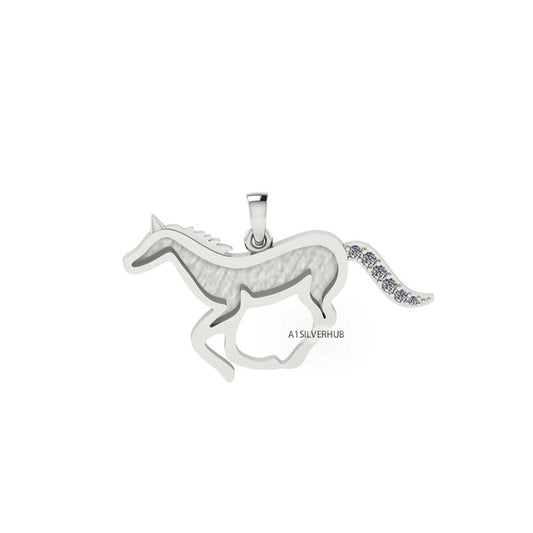 925 Sterling Solid Silver, Good Luck Running Horse Blank Pendant, Breastmilk/Keepsake Pendant, Good for Resin & Ashes Work, Horse DIY Crafts