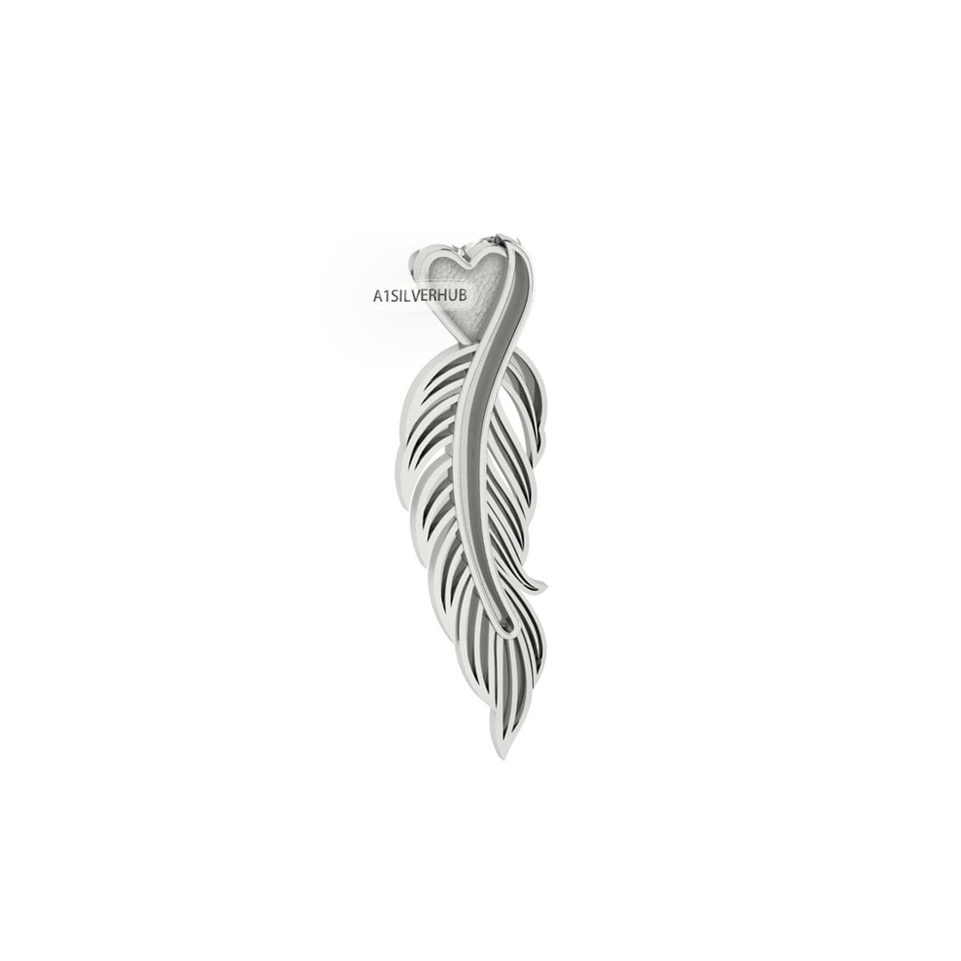 Eagle Feather Design Blank Channel Pendant Setting, 925 Sterling Silver, Good for Resin & Ashes Work, Keepsake/Breastmilk DIY Crafts, Locket