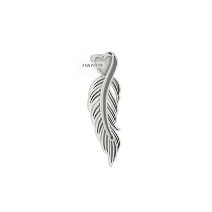 Eagle Feather Design Blank Channel Pendant Setting, 925 Sterling Silver, Good for Resin & Ashes Work, Keepsake/Breastmilk DIY Crafts, Locket