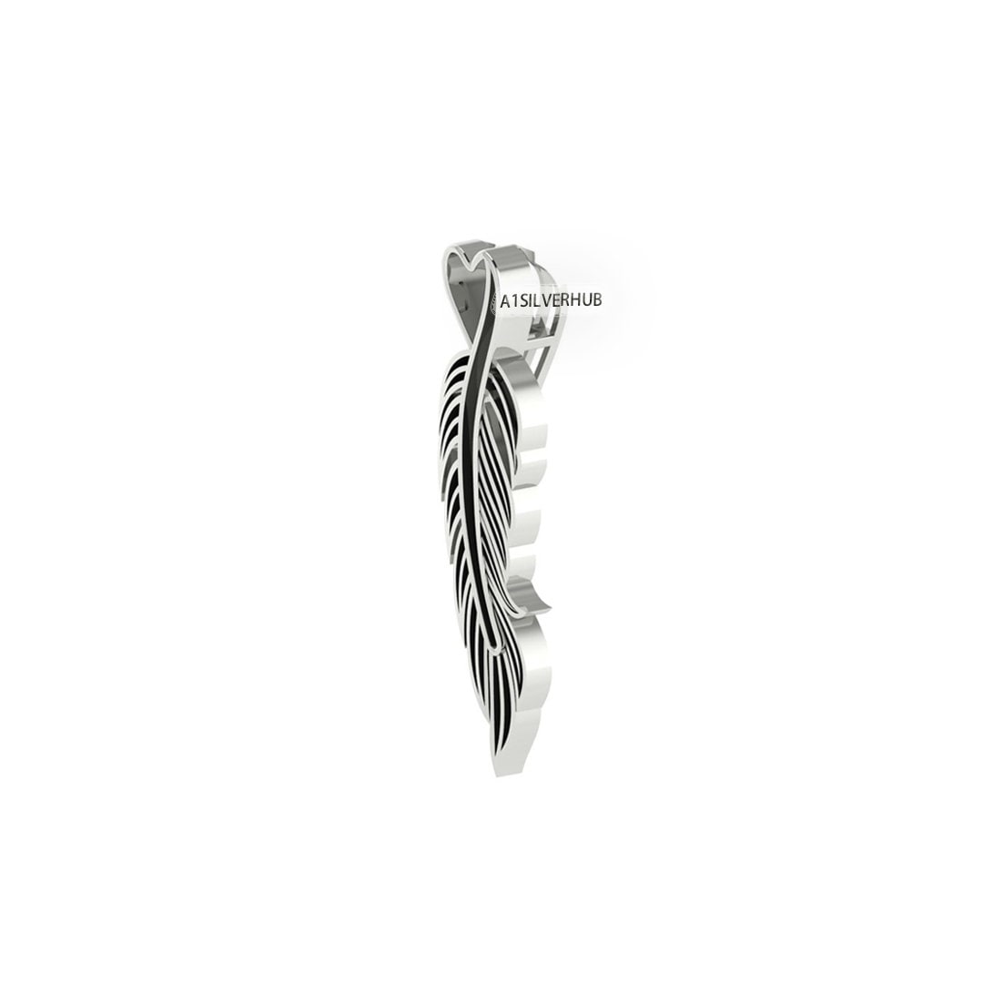 Eagle Feather Design Blank Channel Pendant Setting, 925 Sterling Silver, Good for Resin & Ashes Work, Keepsake/Breastmilk DIY Crafts, Locket