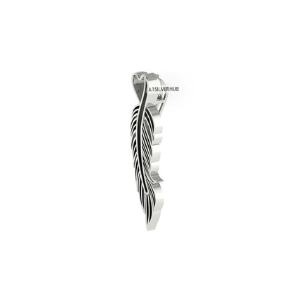 Eagle Feather Design Blank Channel Pendant Setting, 925 Sterling Silver, Good for Resin & Ashes Work, Keepsake/Breastmilk DIY Crafts, Locket