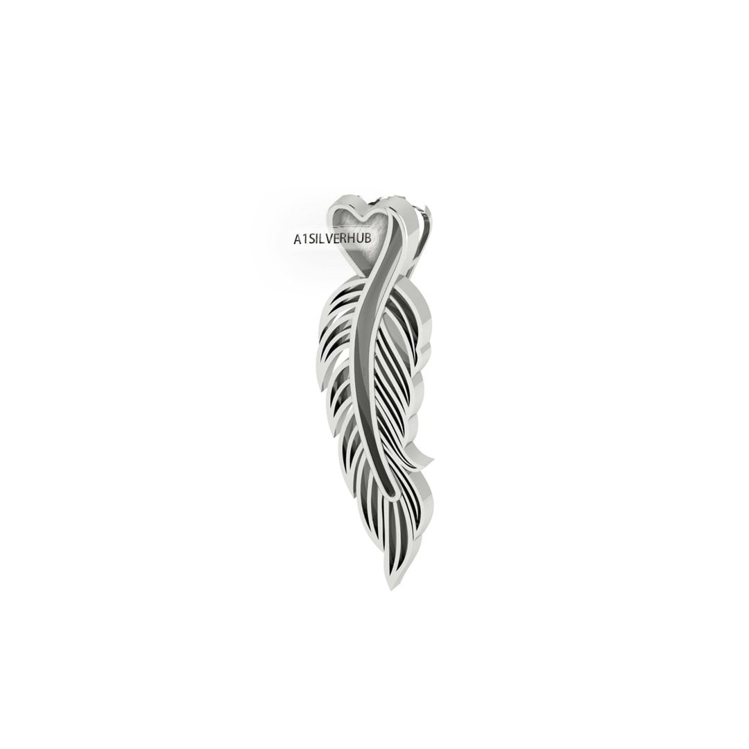 Eagle Feather Design Blank Channel Pendant Setting, 925 Sterling Silver, Good for Resin & Ashes Work, Keepsake/Breastmilk DIY Crafts, Locket