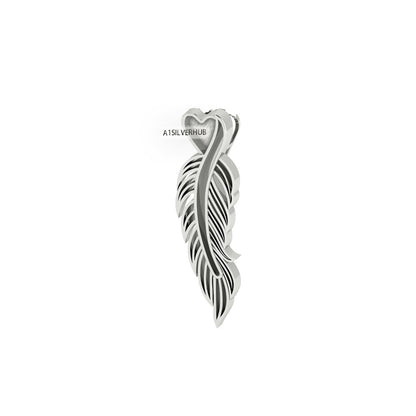Eagle Feather Design Blank Channel Pendant Setting, 925 Sterling Silver, Good for Resin & Ashes Work, Keepsake/Breastmilk DIY Crafts, Locket
