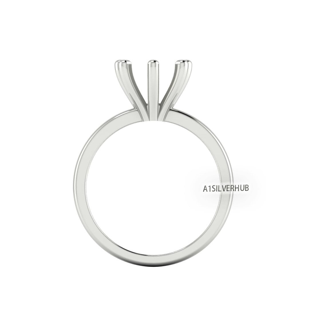 925 Sterling Solid Silver Square 5-10mm Pre Notched Blank V Prong Ring, Good for Zircon & Stone Setting Work, Engagement Ring, Gifts For Her