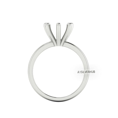 925 Sterling Solid Silver Square 5-10mm Pre Notched Blank V Prong Ring, Good for Zircon & Stone Setting Work, Engagement Ring, Gifts For Her