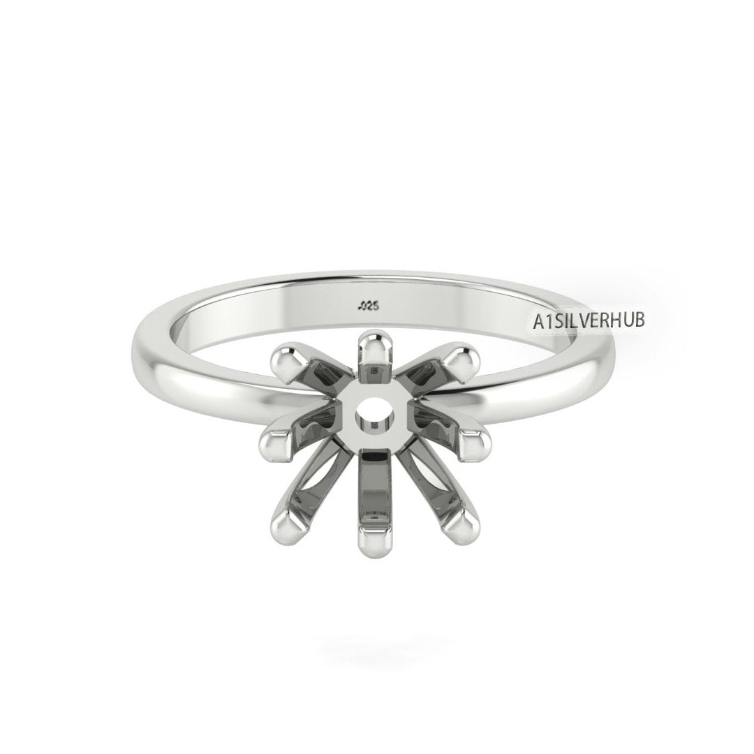 925 Sterling Solid Silver Square 5-10mm Pre Notched Blank V Prong Ring, Good for Zircon & Stone Setting Work, Engagement Ring, Gifts For Her