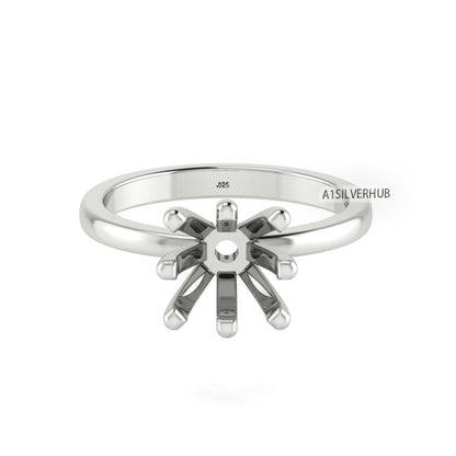 925 Sterling Solid Silver Square 5-10mm Pre Notched Blank V Prong Ring, Good for Zircon & Stone Setting Work, Engagement Ring, Gifts For Her