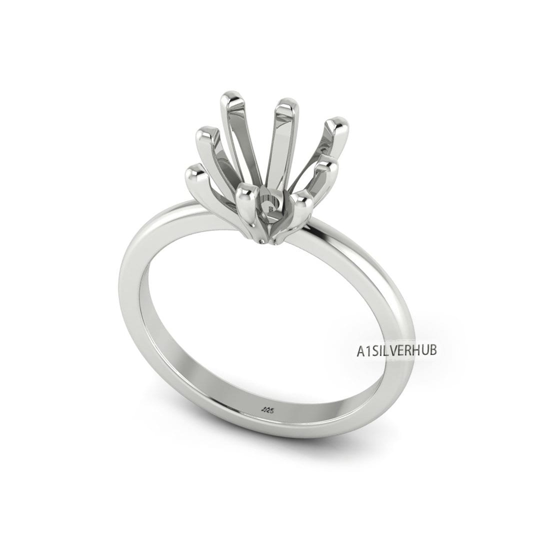 925 Sterling Solid Silver Square 5-10mm Pre Notched Blank V Prong Ring, Good for Zircon & Stone Setting Work, Engagement Ring, Gifts For Her