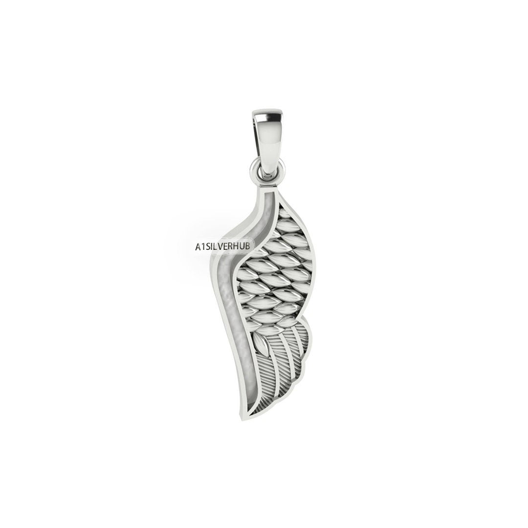 Angel Wing Feather Blank Channel Pendant Setting, 925 Sterling Silver, Good for Resin & Ashes Work, Keepsake/Breastmilk, Memorial DIY Crafts